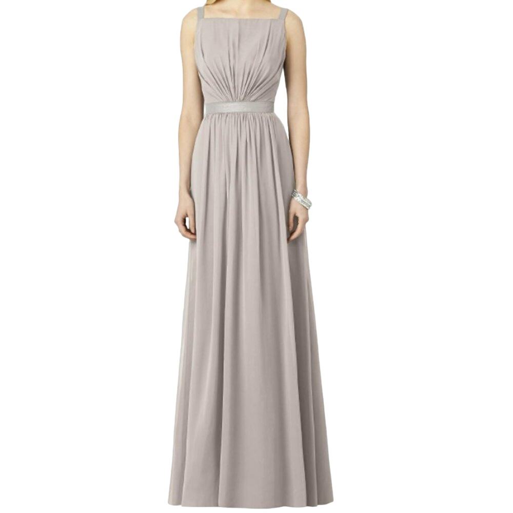 After Six NEW The Dessy 6729 Lux Chiffon Bridesmaid Formal Gown Dress Grey 10